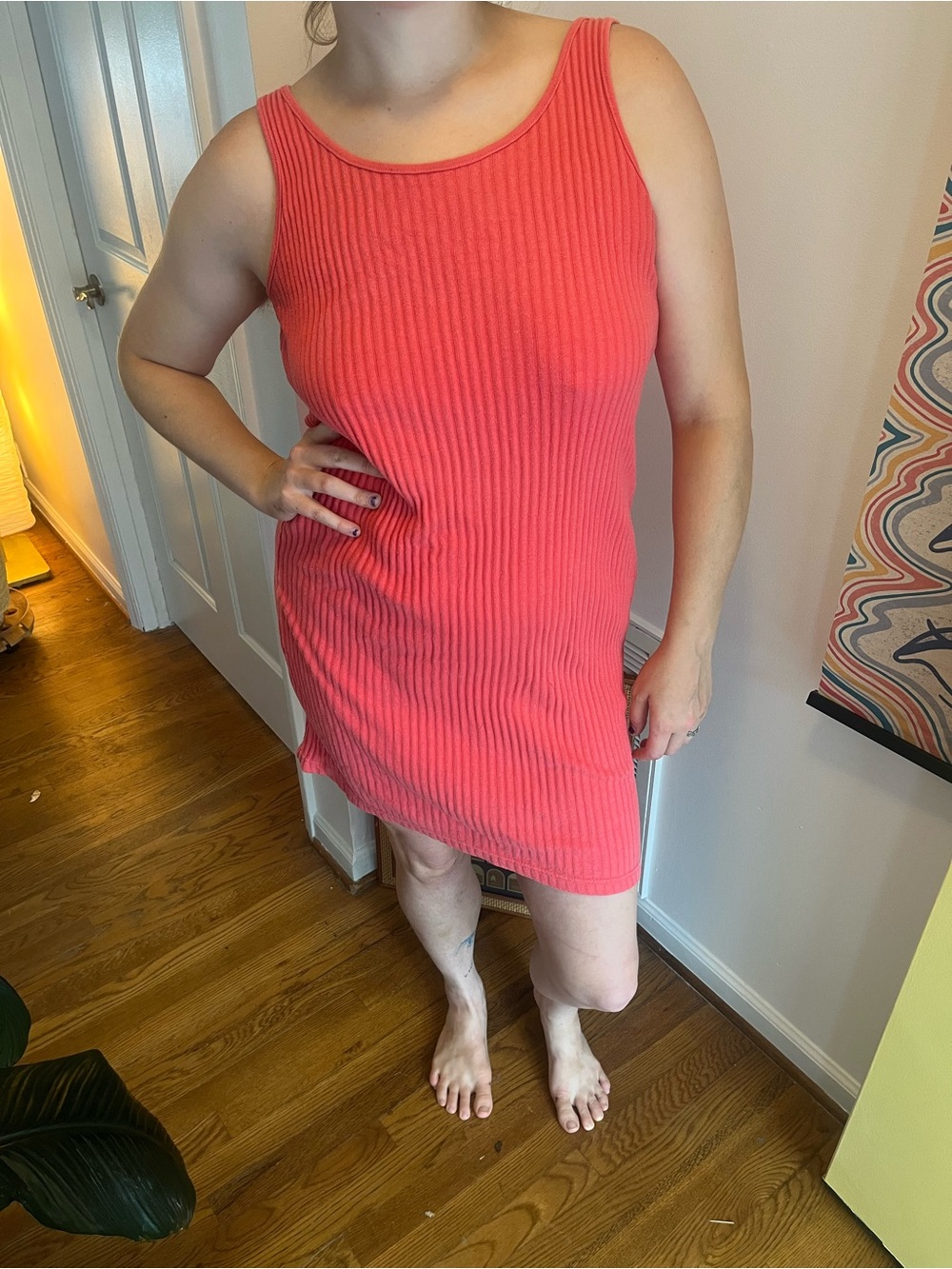 Banana Republic Coral Ribbed Mini Dress